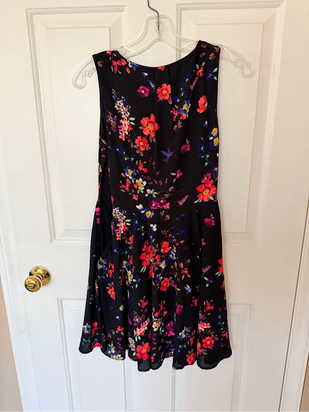 Express Girls' Black Floral Dress with Pink, Red, Blue and Purple Blooms - Picture 2 of 3